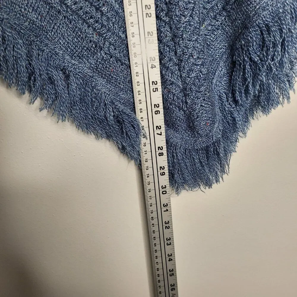 Vintage soho western rodeo colorblock knit fringe pull over poncho one size